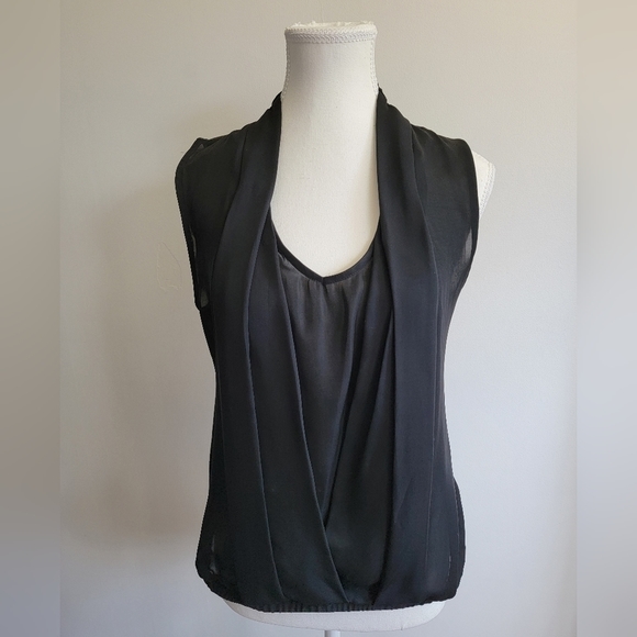 Anthropologie DELETTA Sheer Open Front Sleeveless Top with Built In Camisole - Picture 4 of 8